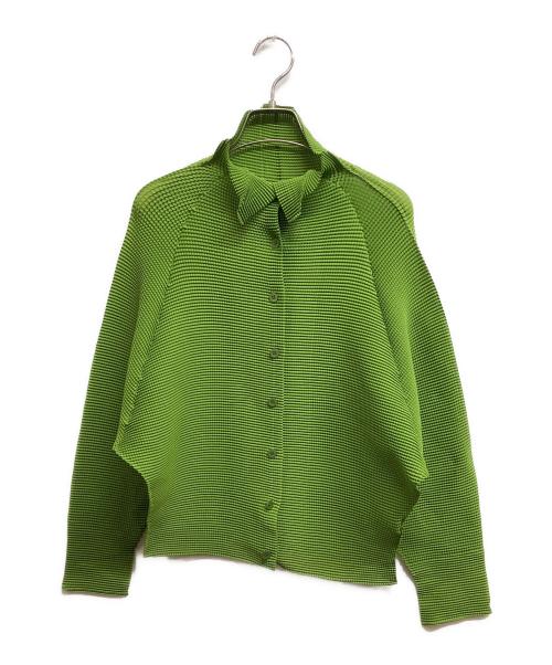 me ISSEY MIYAKE（ミーイッセイ ミヤケ）me ISSEY MIYAKE (ミーイッセイ ミヤケ) プリーツシャツ グリーン サイズ:Freeの古着・服飾アイテム