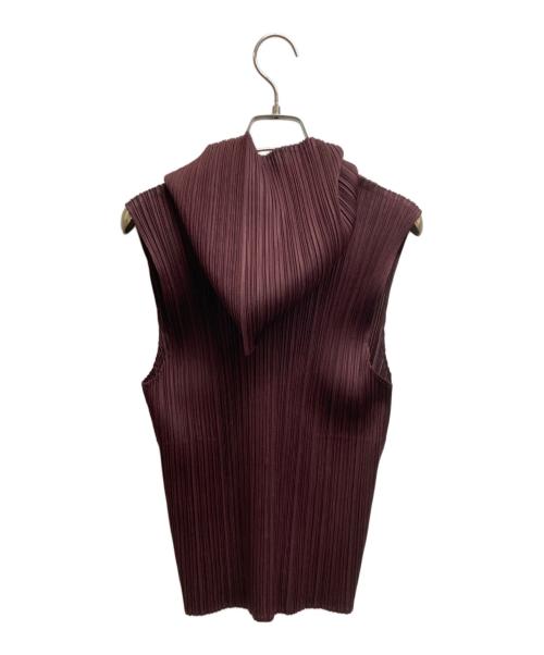 PLEATS PLEASE（プリーツプリーズ）PLEATS PLEASE (プリーツプリーズ) プリーツノースリーブブラウス ブラウン サイズ:3の古着・服飾アイテム
