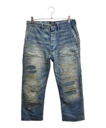POLO RALPH LAUREN（ポロ・ラルフローレン）の古着「ダメージ加工デニムパンツ」｜インディゴ