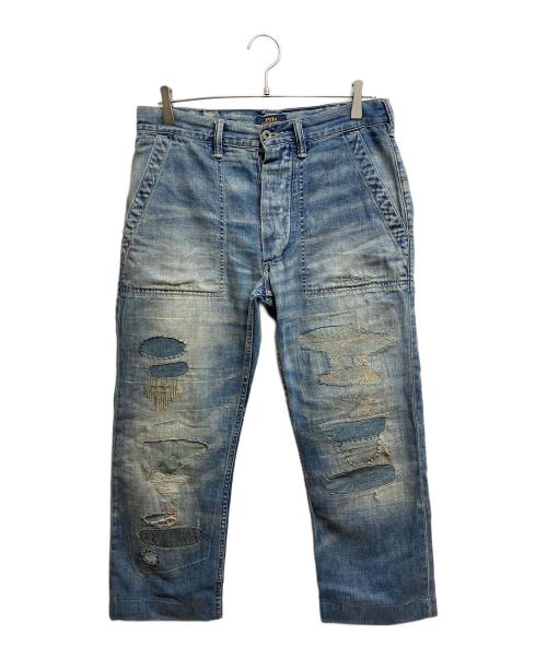 POLO RALPH LAUREN（ポロ・ラルフローレン）POLO RALPH LAUREN (ポロ・ラルフローレン) ダメージ加工デニムパンツ インディゴ サイズ:76cm (W30)の古着・服飾アイテム
