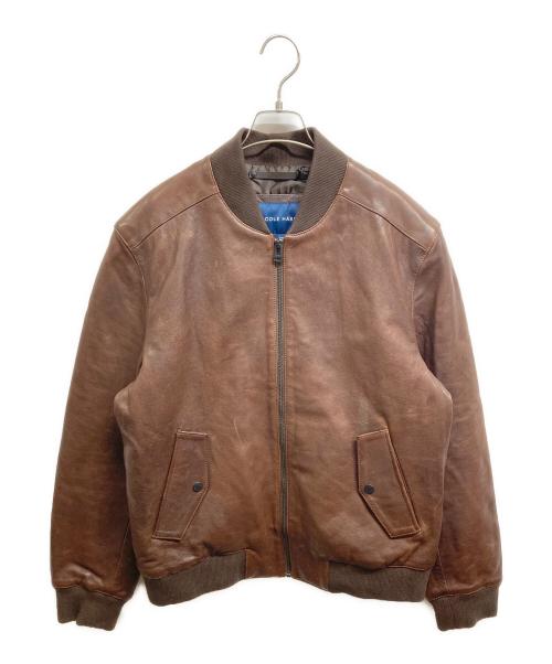 COLE HAAN（コールハーン）COLE HAAN (コールハーン) ボンバー ジャケット イン ビンテージ エフェクト レザー ブラウン サイズ:Mの古着・服飾アイテム