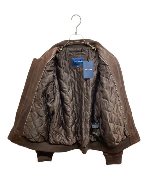 COLE HAAN（コールハーン）COLE HAAN (コールハーン) ボンバー ジャケット イン ビンテージ エフェクト レザー ブラウン サイズ:Mの古着・服飾アイテム