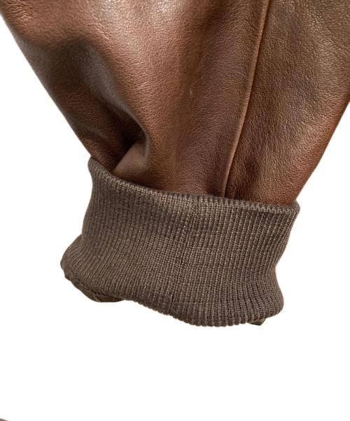 COLE HAAN（コールハーン）COLE HAAN (コールハーン) ボンバー ジャケット イン ビンテージ エフェクト レザー ブラウン サイズ:Mの古着・服飾アイテム