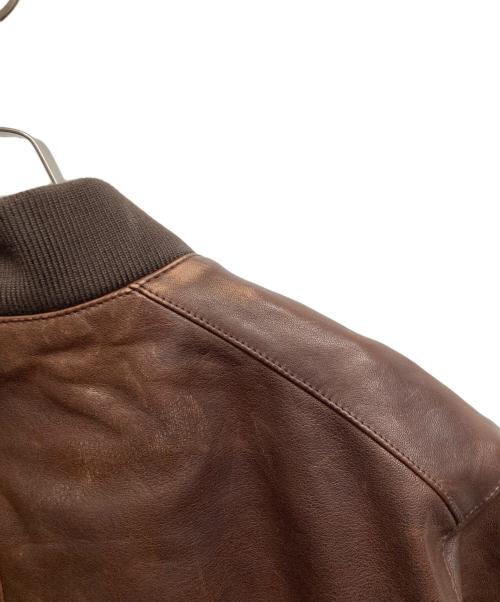 COLE HAAN（コールハーン）COLE HAAN (コールハーン) ボンバー ジャケット イン ビンテージ エフェクト レザー ブラウン サイズ:Mの古着・服飾アイテム