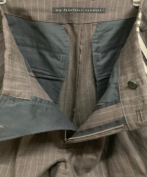 My Beautiful Landlet（マイビューティフルランドレット）My Beautiful Landlet (マイビューティフルランドレット) TROPICAL CLOTH SIDE LINE WIDE PANTS ブラウン サイズ:1の古着・服飾アイテム