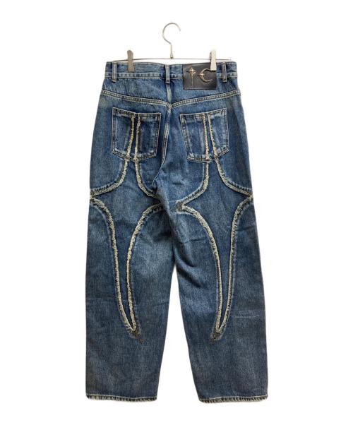 THUG CLUB（サグ クラブ）THUG CLUB (サグ クラブ) トライバルデニムパンツ インディゴ サイズ:2の古着・服飾アイテム