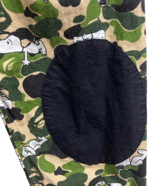 A BATHING APE（ア ベイシング エイプ）A BATHING APE (ア ベイシング エイプ) PEANUTS (ピーナッツ) ワンポイントABCカモオックスフォードBDシャツ グリーン サイズ:Lの古着・服飾アイテム