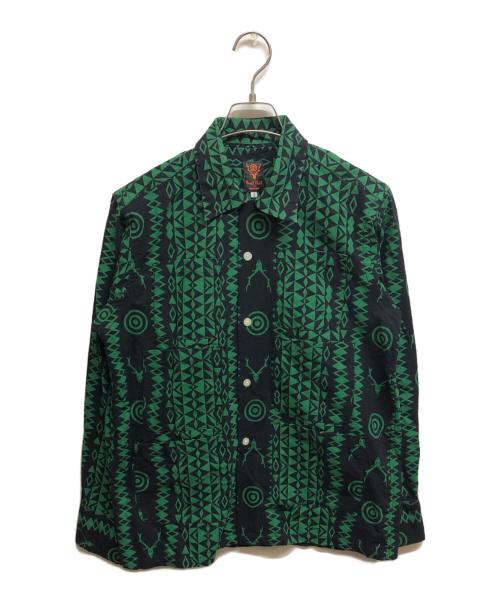 South2 West8（サウスツー ウエストエイト）south2 west8 (サウスツー ウエストエイト) BEAMS BOY (ビームスボーイ) 総柄シャツ グリーン サイズ:2の古着・服飾アイテム