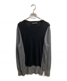 NEIL BARRETT（ニールバレット）の古着「バイカラー スリムフィット プルオーバー レーヨンニット」｜ブラック