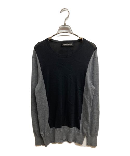 NEIL BARRETT（ニールバレット）NEIL BARRETT (ニールバレット) バイカラー スリムフィット プルオーバー レーヨンニット ブラック サイズ:Mの古着・服飾アイテム