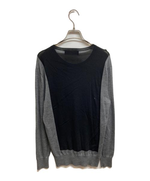 NEIL BARRETT（ニールバレット）NEIL BARRETT (ニールバレット) バイカラー スリムフィット プルオーバー レーヨンニット ブラック サイズ:Mの古着・服飾アイテム