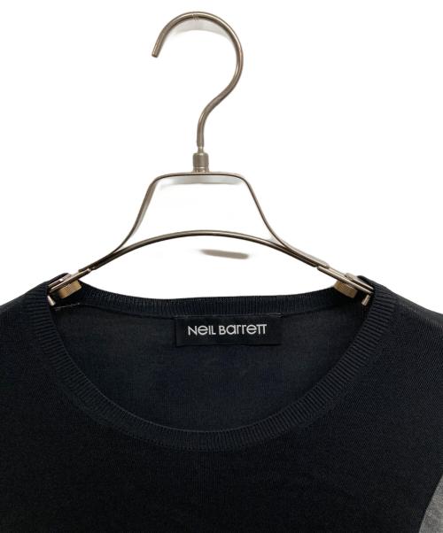 NEIL BARRETT（ニールバレット）NEIL BARRETT (ニールバレット) バイカラー スリムフィット プルオーバー レーヨンニット ブラック サイズ:Mの古着・服飾アイテム