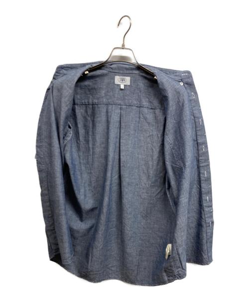 A BATHING APE（アベイシングエイプ）A BATHING APE (アベイシングエイプ) ロゴ刺繍S/Sボタンダウンシャツ ネイビー サイズ:Lの古着・服飾アイテム