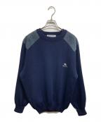 Burberry'sバーバリー）の古着「エルボーパッチ付 ウールニット」｜ネイビー