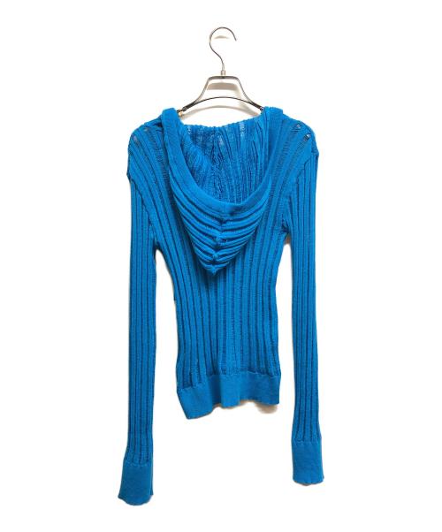 BEEDEN（ビーデン）BEEDEN (ビーデン) SHEER STRIPE HOODIE TOP ブルー サイズ:Freeの古着・服飾アイテム