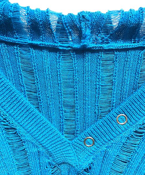 BEEDEN（ビーデン）BEEDEN (ビーデン) SHEER STRIPE HOODIE TOP ブルー サイズ:Freeの古着・服飾アイテム