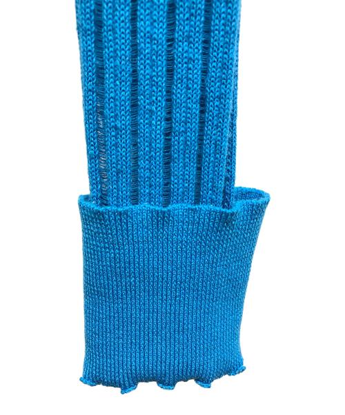 BEEDEN（ビーデン）BEEDEN (ビーデン) SHEER STRIPE HOODIE TOP ブルー サイズ:Freeの古着・服飾アイテム