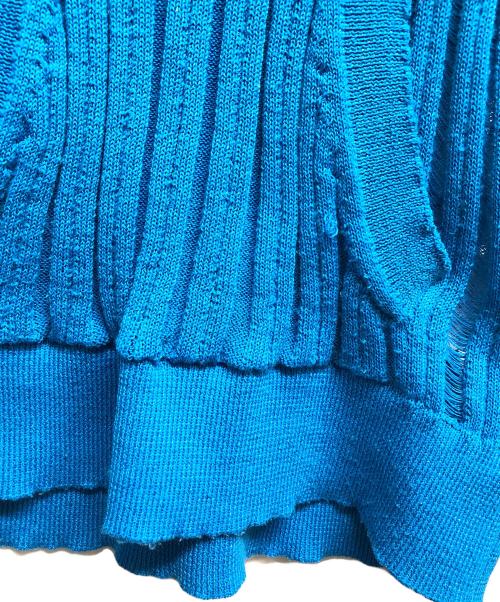 BEEDEN（ビーデン）BEEDEN (ビーデン) SHEER STRIPE HOODIE TOP ブルー サイズ:Freeの古着・服飾アイテム