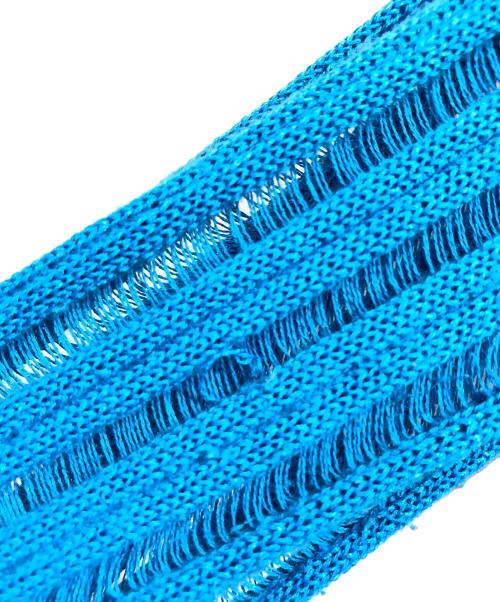 BEEDEN（ビーデン）BEEDEN (ビーデン) SHEER STRIPE HOODIE TOP ブルー サイズ:Freeの古着・服飾アイテム