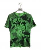 stussyステューシー）の古着「総柄プリントtシャツ/stussyTシャツ」｜グリーン