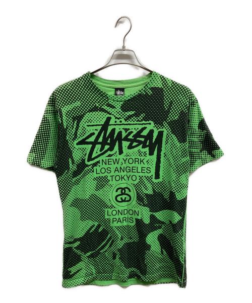 stussy（ステューシー）stussy (ステューシー) 総柄プリントtシャツ/stussyTシャツ グリーン サイズ:Mの古着・服飾アイテム