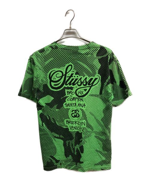 stussy（ステューシー）stussy (ステューシー) 総柄プリントtシャツ/stussyTシャツ グリーン サイズ:Mの古着・服飾アイテム