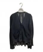 sacaiサカイ）の古着「Knit x Satin Cardigan」｜ブラック