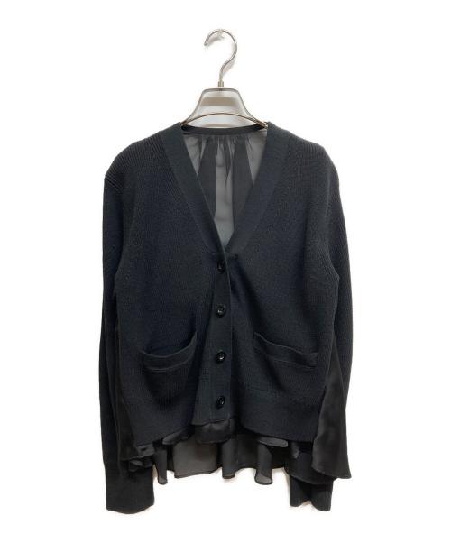sacai（サカイ）sacai (サカイ) Knit x Satin Cardigan ブラック サイズ:2の古着・服飾アイテム