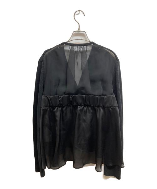 sacai（サカイ）sacai (サカイ) Knit x Satin Cardigan ブラック サイズ:2の古着・服飾アイテム