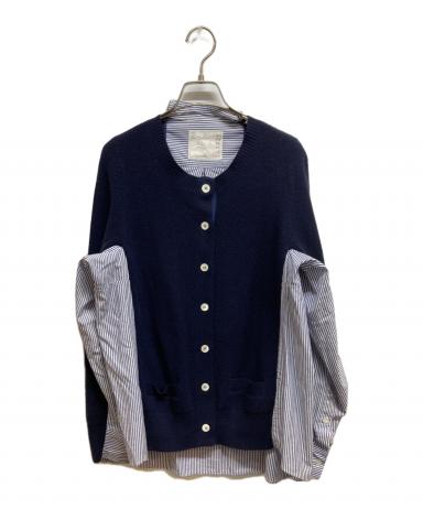 sacai サカイ　ネイビー ジッパーカーディガン 中古・古着通販】sacai (サカイ) シャツドッキングカーディガン