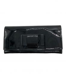 MIU MIU（ミュウミュウ）の古着「パテントレザーリボンデザイン長財布」｜ブラック