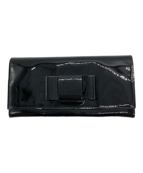 MIU MIU（ミュウミュウ）MIU MIU (ミュウミュウ) パテントレザーリボンデザイン長財布 ブラックの古着・服飾アイテム