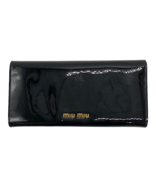 MIU MIU（ミュウミュウ）MIU MIU (ミュウミュウ) パテントレザーリボンデザイン長財布 ブラックの古着・服飾アイテム