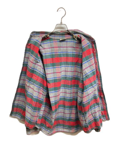 FIVE BROTHER（ファイブブラザー）FIVE BROTHER (ファイブブラザー) 90ｓヘビーネルシャツ グレー×レッド サイズ:Lの古着・服飾アイテム