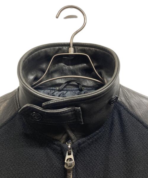 RUDE GALLERY（ルードギャラリー）RUDE GALLERY (ルードギャラリー) レザー切替ウールジャケット ブラック サイズ:4の古着・服飾アイテム