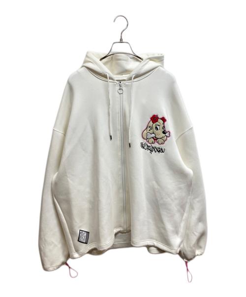GALFY×XRN×KRY（ガルフィー×ヘレン×ケリー）GALFY×XRN×KRY (ガルフィー×ヘレン×ケリー) ジップパーカー ホワイト サイズ:FREEの古着・服飾アイテム