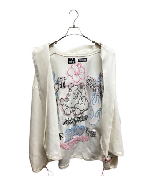 GALFY×XRN×KRY（ガルフィー×ヘレン×ケリー）GALFY×XRN×KRY (ガルフィー×ヘレン×ケリー) ジップパーカー ホワイト サイズ:FREEの古着・服飾アイテム