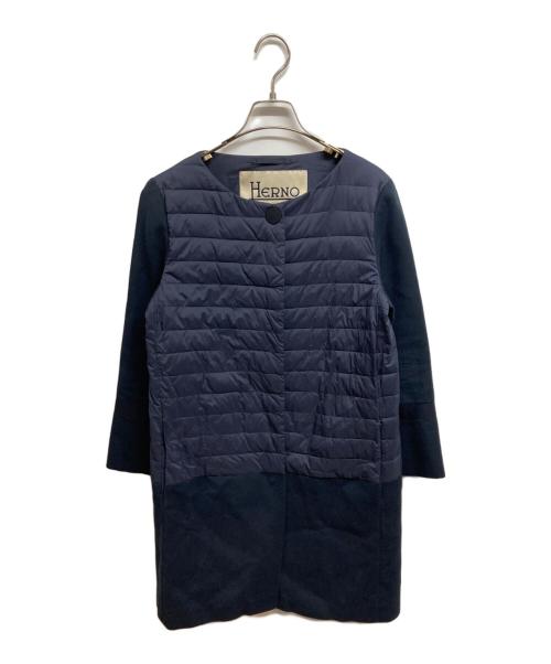 HERNO（ヘルノ）HERNO (ヘルノ) 切替キルティングダウンコート ネイビー サイズ:42の古着・服飾アイテム