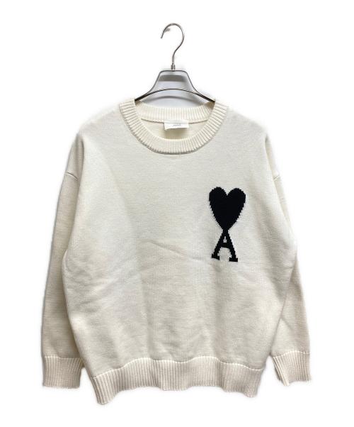 AMI PARIS（アミ パリス）AMI PARIS (アミ パリス) ami de coeur クルーネックセーター ホワイト サイズ:Lの古着・服飾アイテム