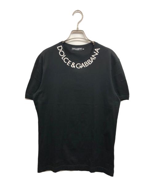 DOLCE & GABBANA（ドルチェ＆ガッバーナ）DOLCE & GABBANA (ドルチェ＆ガッバーナ) ネックロゴTシャツ ブラック サイズ:48の古着・服飾アイテム