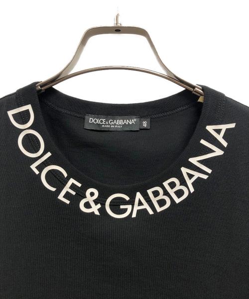 DOLCE & GABBANA（ドルチェ＆ガッバーナ）DOLCE & GABBANA (ドルチェ＆ガッバーナ) ネックロゴTシャツ ブラック サイズ:48の古着・服飾アイテム