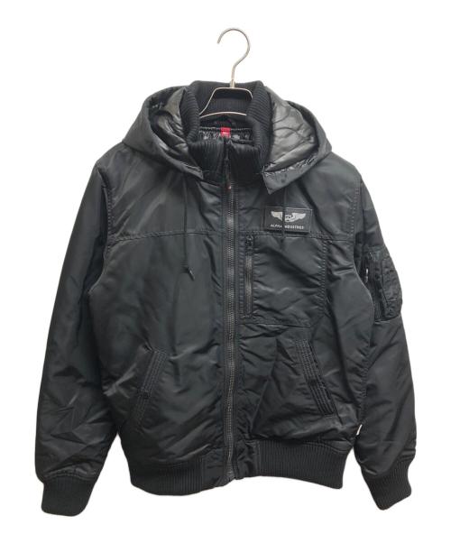 ALPHA（アルファ）ALPHA (アルファ) フーデッドリブジャケット ブラック サイズ:Lの古着・服飾アイテム