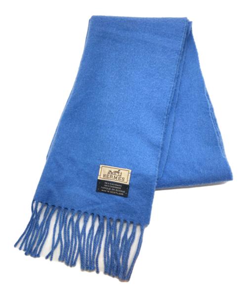 HERMES（エルメス）HERMES (エルメス) カシミヤストール ブルーの古着・服飾アイテム