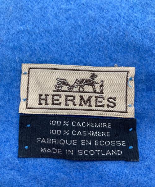 HERMES（エルメス）HERMES (エルメス) カシミヤストール ブルーの古着・服飾アイテム
