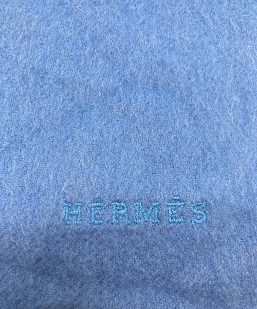 HERMES（エルメス）HERMES (エルメス) カシミヤストール ブルーの古着・服飾アイテム