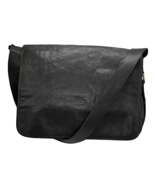 IL BISONTE（イル ビゾンテ）IL BISONTE (イル ビゾンテ) レザーショルダーバッグ ブラックの古着・服飾アイテム