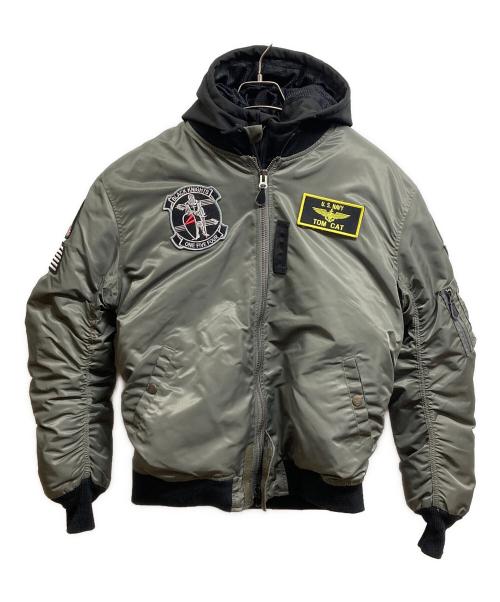 HOUSTON（ヒューストン）HOUSTON (ヒューストン) MA-1ジャケット グリーン サイズ:XXLの古着・服飾アイテム