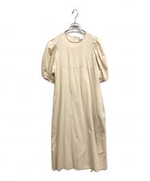 6(ROKU) BEAUTY&YOUTH（ロク ビューティーアンドユース）の古着「VOLUME SHORT SLEEVE DRESS/6(ROKU) BEAUTY&YOUTHワンピース」｜ベージュ