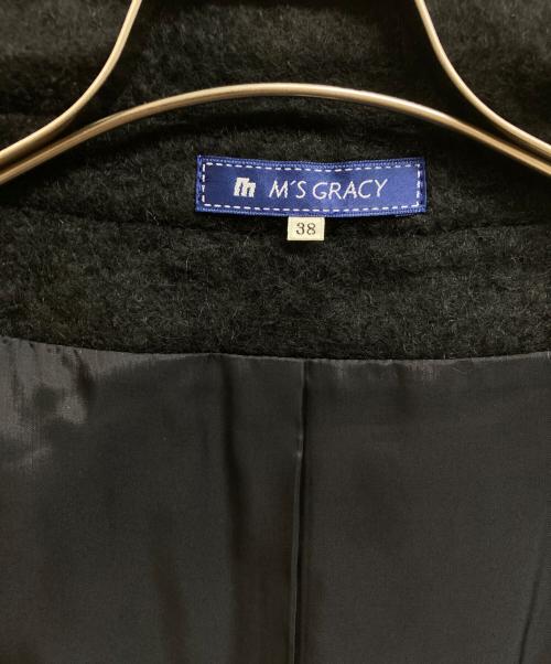 M'S GRACY（エムズグレイシー）M'S GRACY (エムズグレイシー) リボンモチーフアンゴラウールコート ブラック サイズ:38の古着・服飾アイテム