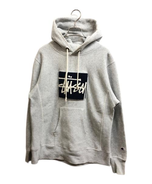 Champion REVERSE WEAVE（チャンピオン リバース ウィーブ）Champion REVERSE WEAVE (チャンピオン リバース ウィーブ) stussy (ステューシー) プルオーバーパーカー グレー サイズ:Mの古着・服飾アイテム